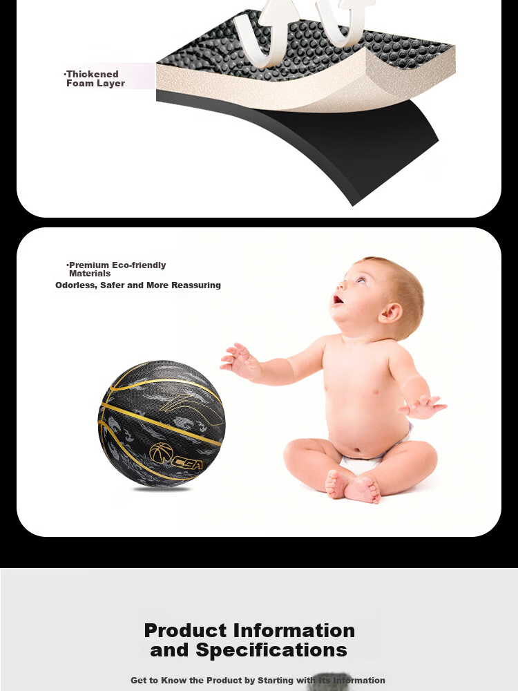 Li-Ning Basketball for Children Aged 6-12, Competition Indoor And Outdoor Black Gold Model, Elementary School Students And Teenagers Size 5 Basketball 099-2 9