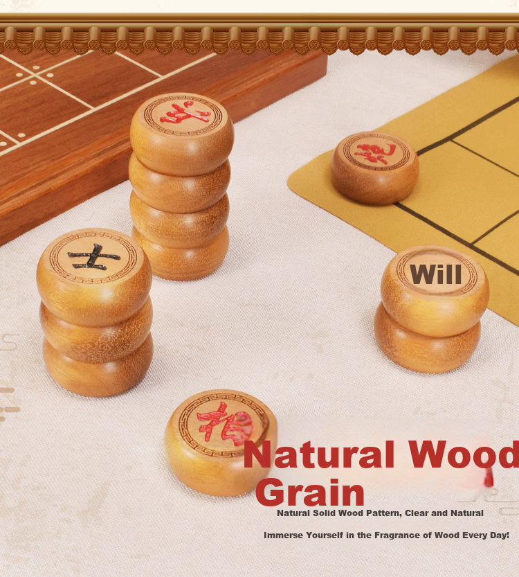 Yusheng Large Chinese Chess Table Solid Wood Chessboard Adult High-End 5mm Golden Sandalwood Xiangqi Set Desktop Board 9