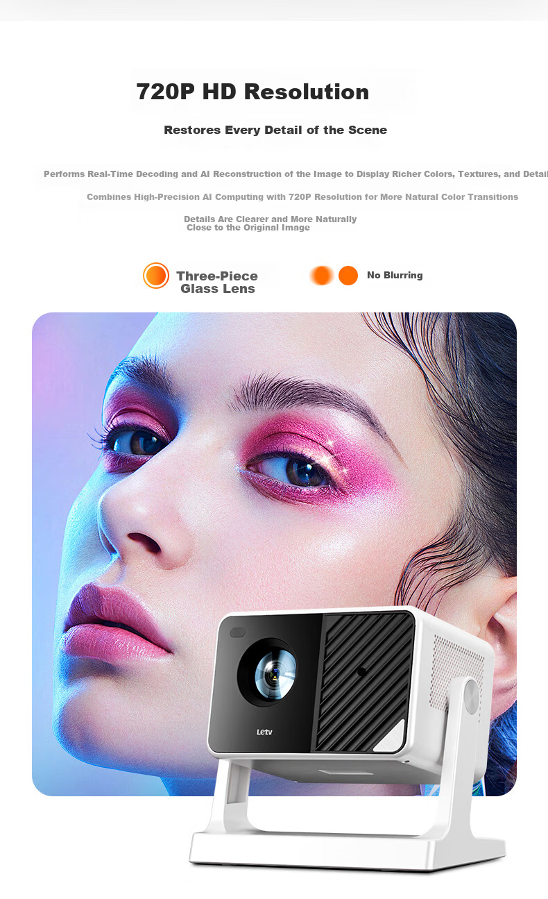 LeTV TV Projector Home Bedroom Living Room Ultra HD Home Theater Smart Portable Projector Mobile Phone Projection TV X212 (Electric Focus) 5