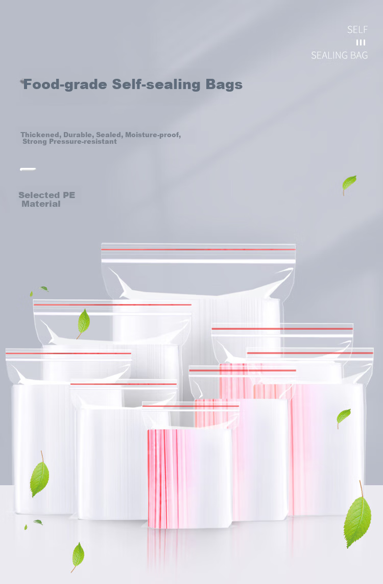 Miaoxinsi Food Self-Sealing Bags, Thickened Waterproof Transparent Dustproof Storage Bags, Sealed Plastic Packaging Bags, Sample Fresh-Keeping Sealed Bags 2
