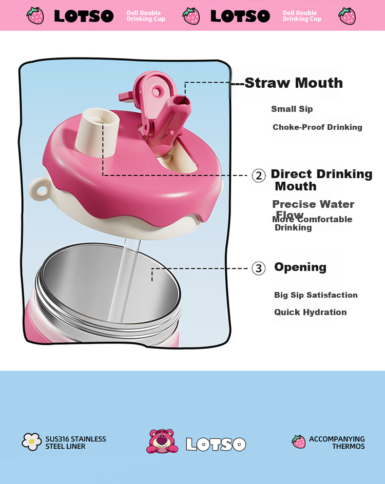 Disney Insulated Straw Water Bottle for Women 316 Stainless Steel High-Quality Student Kids Portable 520mL Mickey 7