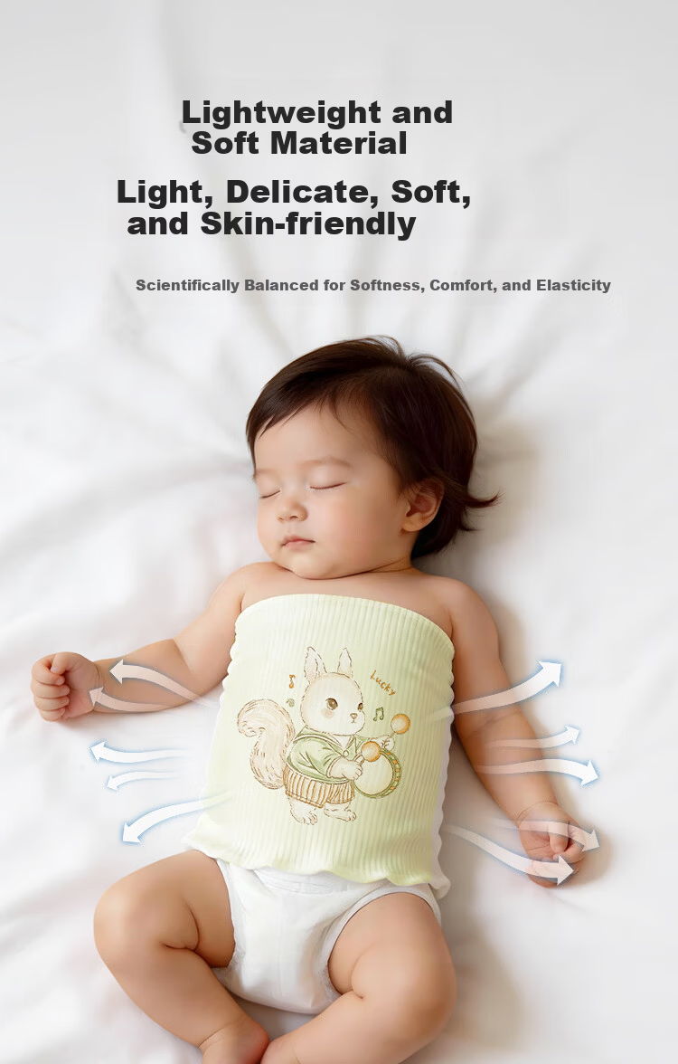 Aibao Baby Single-Layer Belly Band Newborn Navel Protector Anti-Cold Belly Wrap 2-Pack Squirrel Bear S886 7