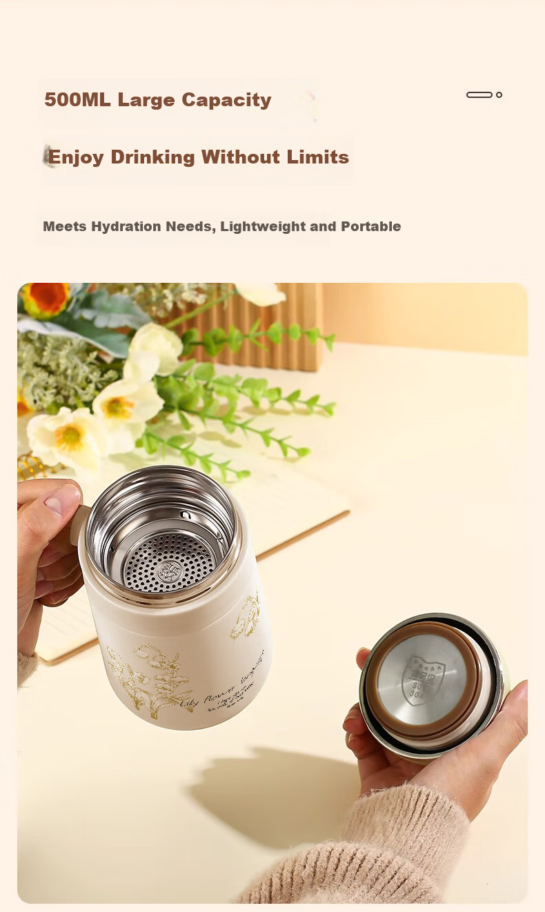 Mi Xiaoshu Insulated Water Bottle for Women High-Value Office Tea Separation Brewing Cup 316 Stainless Steel Nurse Mother's Day Gift 11