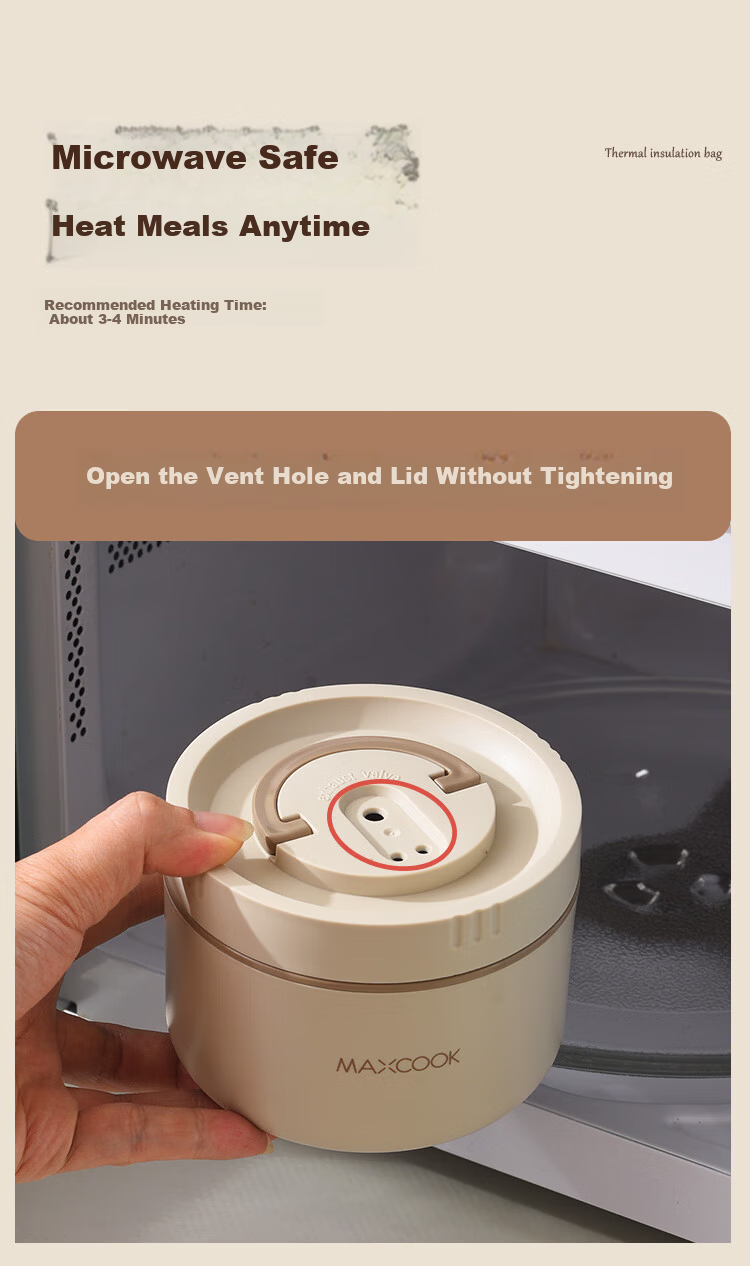 Maxcook (MAXCOOK) Insulated Lunch Box 304 Stainless Steel Microwaveable Bento Box with Bag MCFT1309 8