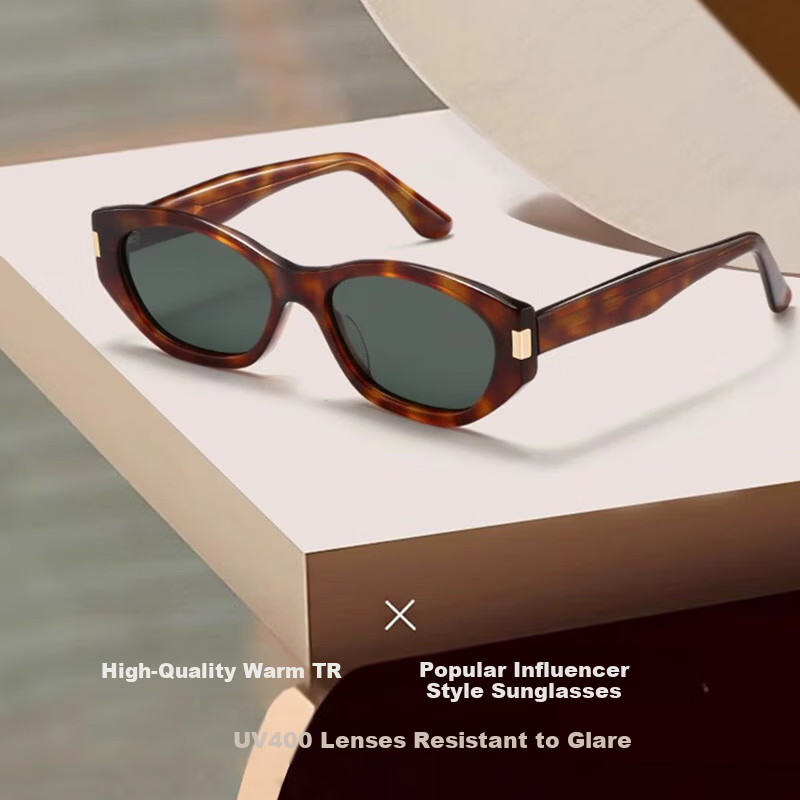 FENCHI Vintage Cat Eye Sunglasses Cocoa Frame UV Protection Narrow Frame Ins Style Women Sunglasses