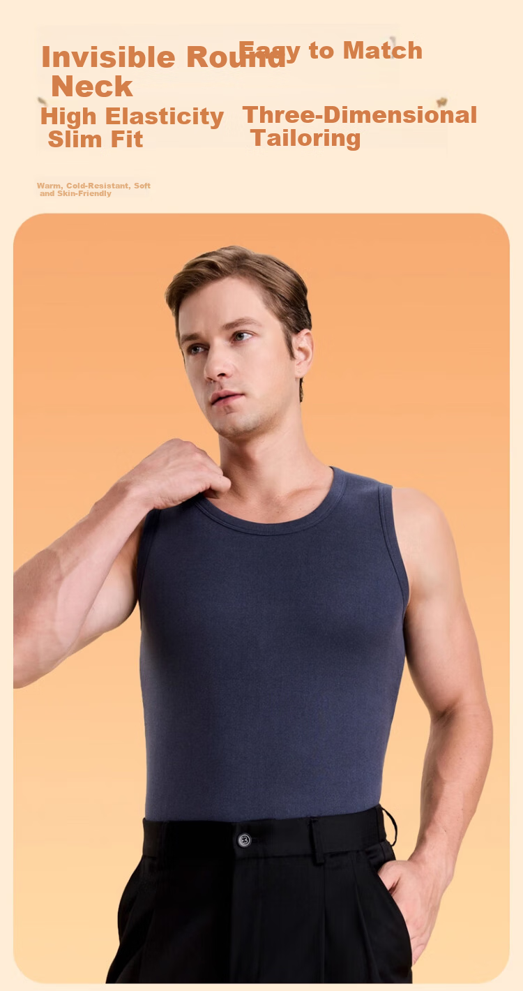 Zaisuo Men's Thermal Vest Fleece Lined Thickened Lamb Wool Autumn Winter Inner Wear Warm Anti-Cold Jacket 6