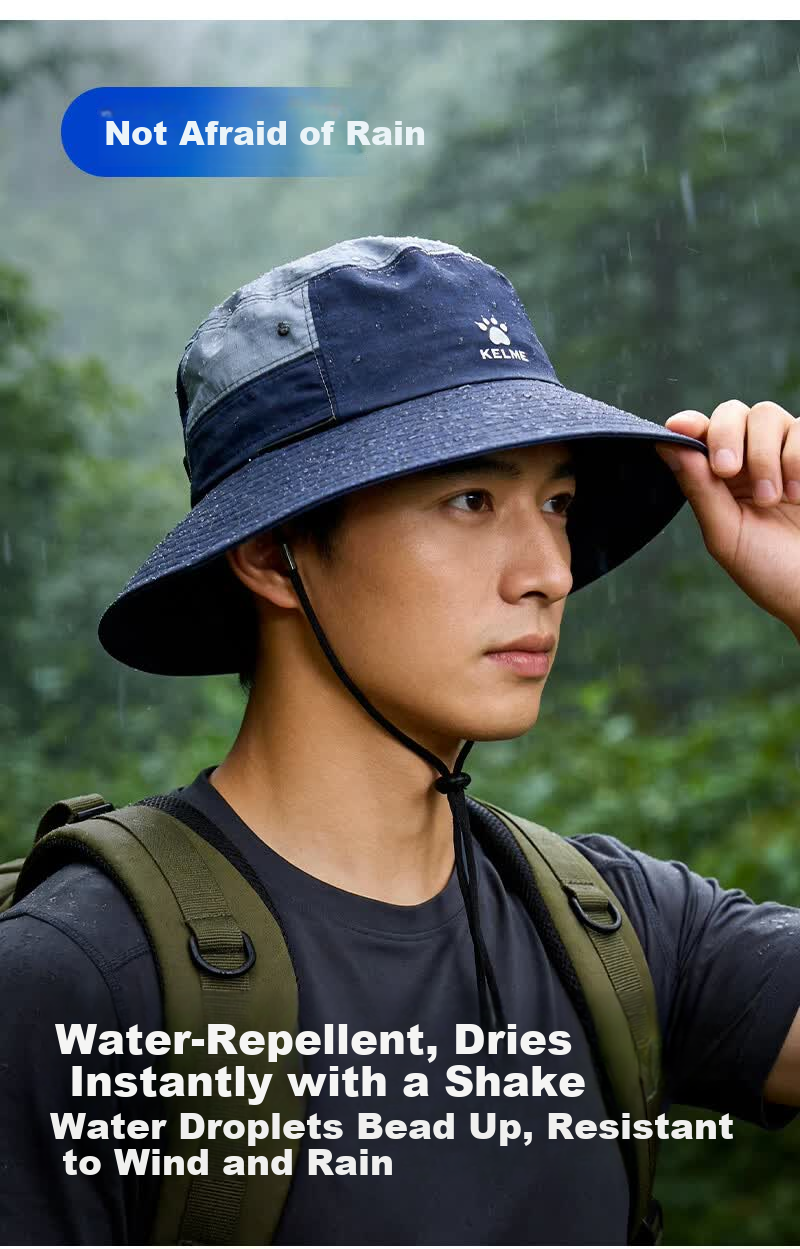 KELME Summer Sun Protection Bucket Hat Unisex Large Head Size Wide Brim Sunshade Sports Cap 6