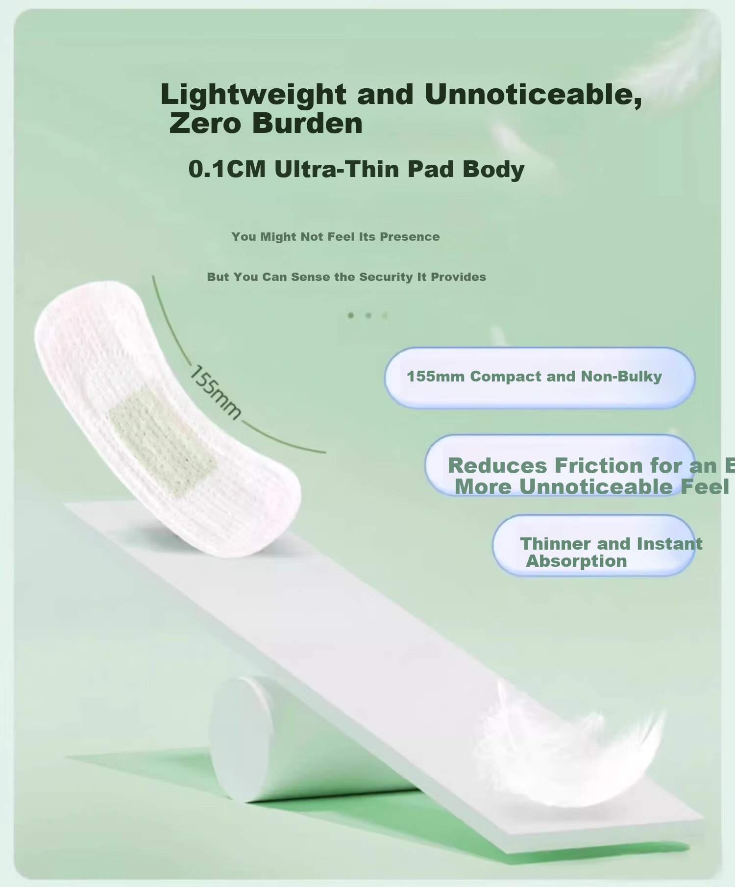 Fuyan Jie Antibacterial Sanitary Pads Cotton Ultra-thin Breathable Skin-friendly Mini Panty Liners 2-Pack 6