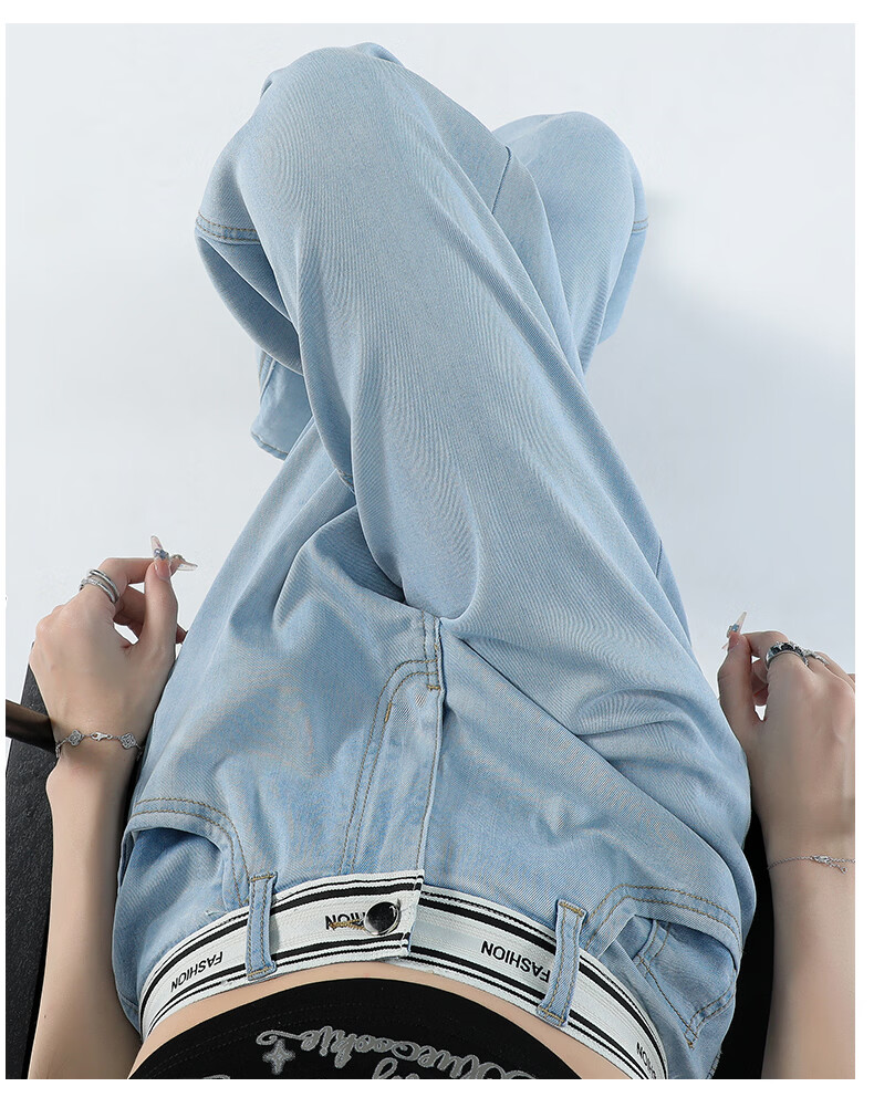 Jeanswest Women's Summer 2026 Tencel Lightweight Wide-Leg Straight Loose Denim Pants Light Blue S 28