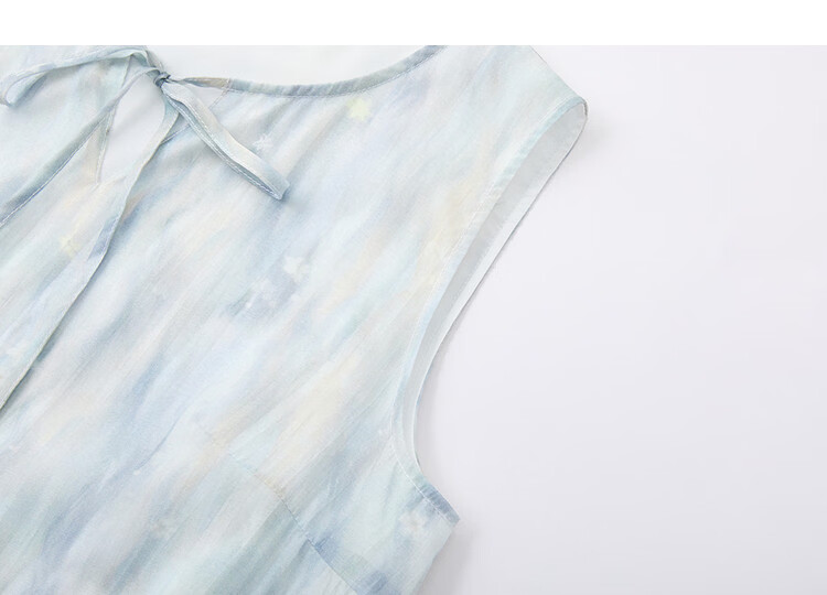 Demana [Refreshing Lyocell] Summer Vacation Style Tie Round Neck Sleeveless Loose Slim Dress for Petite Women 13