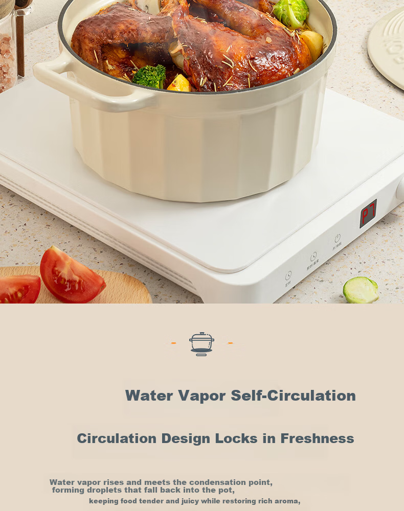 Kambach Enamel Cast Iron Soup Pot 3.5L Stew Braise Casserole Compatible with Induction and Gas Stoves 10