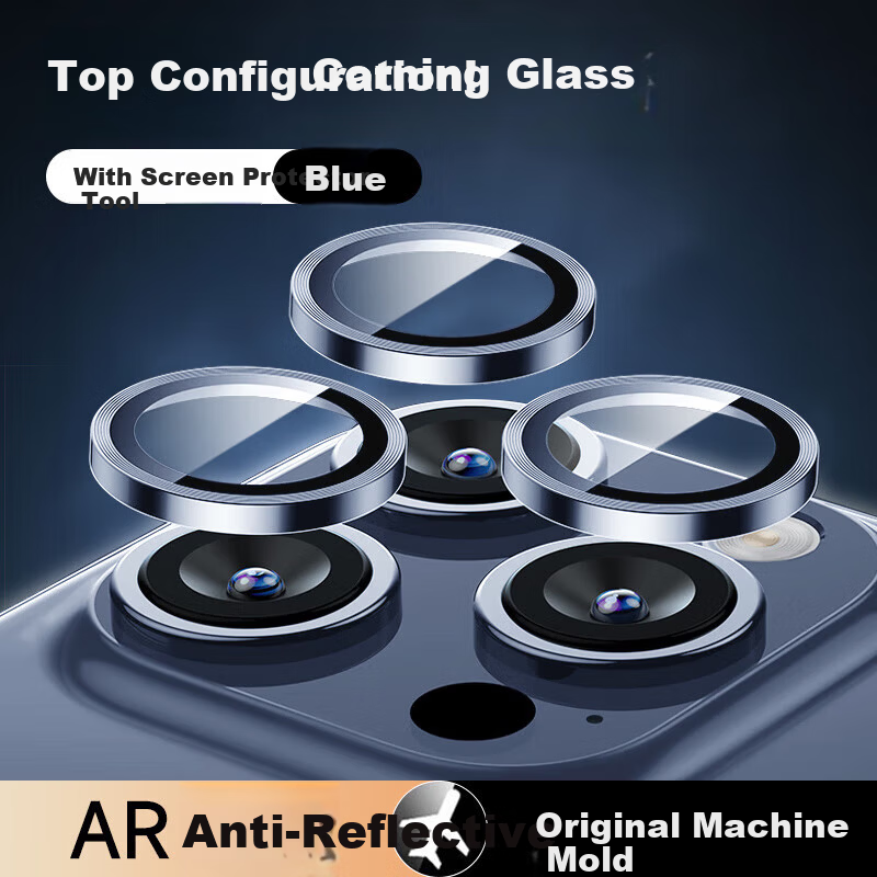 Coollefun Apple iPhone 15 Series [Corning Lens Protector] Compatible with iPhone 15 Pro Max Rear Camera Cover 15 Pro Full Coverage Protective Film HD - Blue