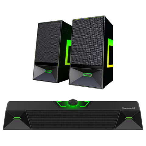 Newmine V6 Home Computer Speakers, Gaming Stereo Surround Sound System with Microphone, Bluetooth 5.3, Desktop Laptop RGB Gaming Headset Set, Black PS5