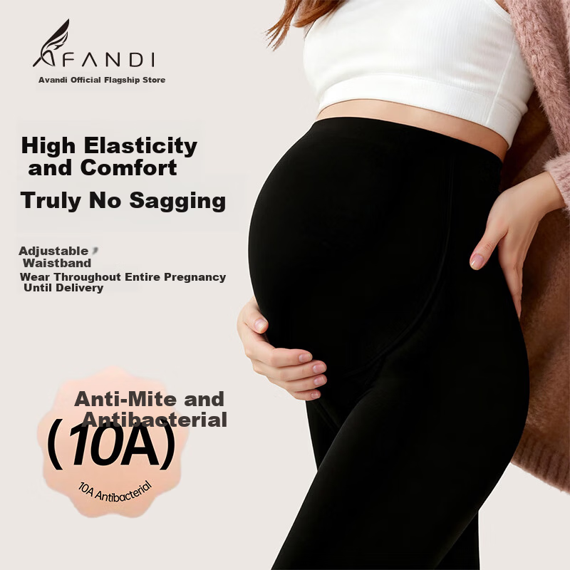 Avandi Maternity Thermal Leggings Thickened Tights Non-Restrictive Belly Support Winter Warm Pantyhose
