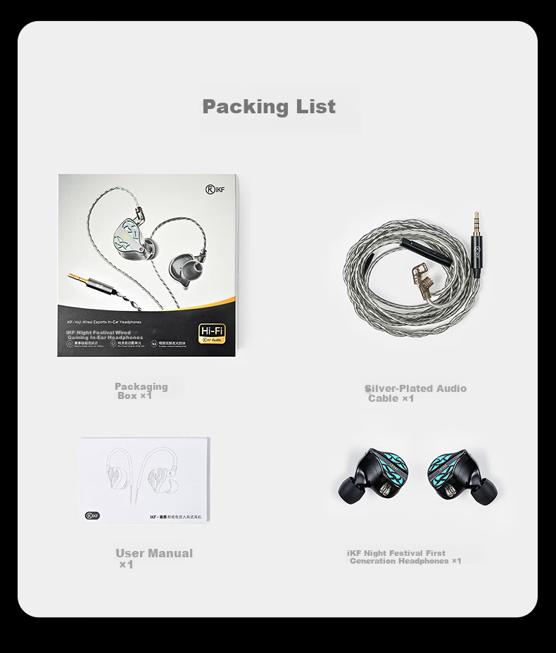 IKF Night Festival Wired In-Ear Gaming Headset FPS Dedicated Extended Gaming Earphones Type-C Fearless Contract Delta PC PUBG Mobile 21