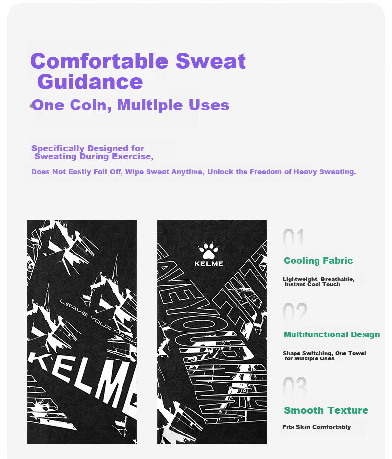 KELME Cooling Sweat Wipe Sports Wristband Unisex Sweat-Absorbing Quick-Dry Running Wrist Towel Fitness Wristband 1