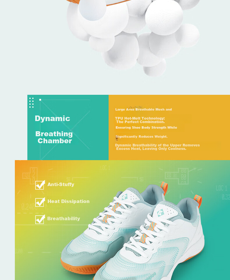 KUMPOO 26th Anniversary New Badminton Shoes Durable Non-slip Breathable Sports Shoes KH-E315 White/Blue Size 41 10