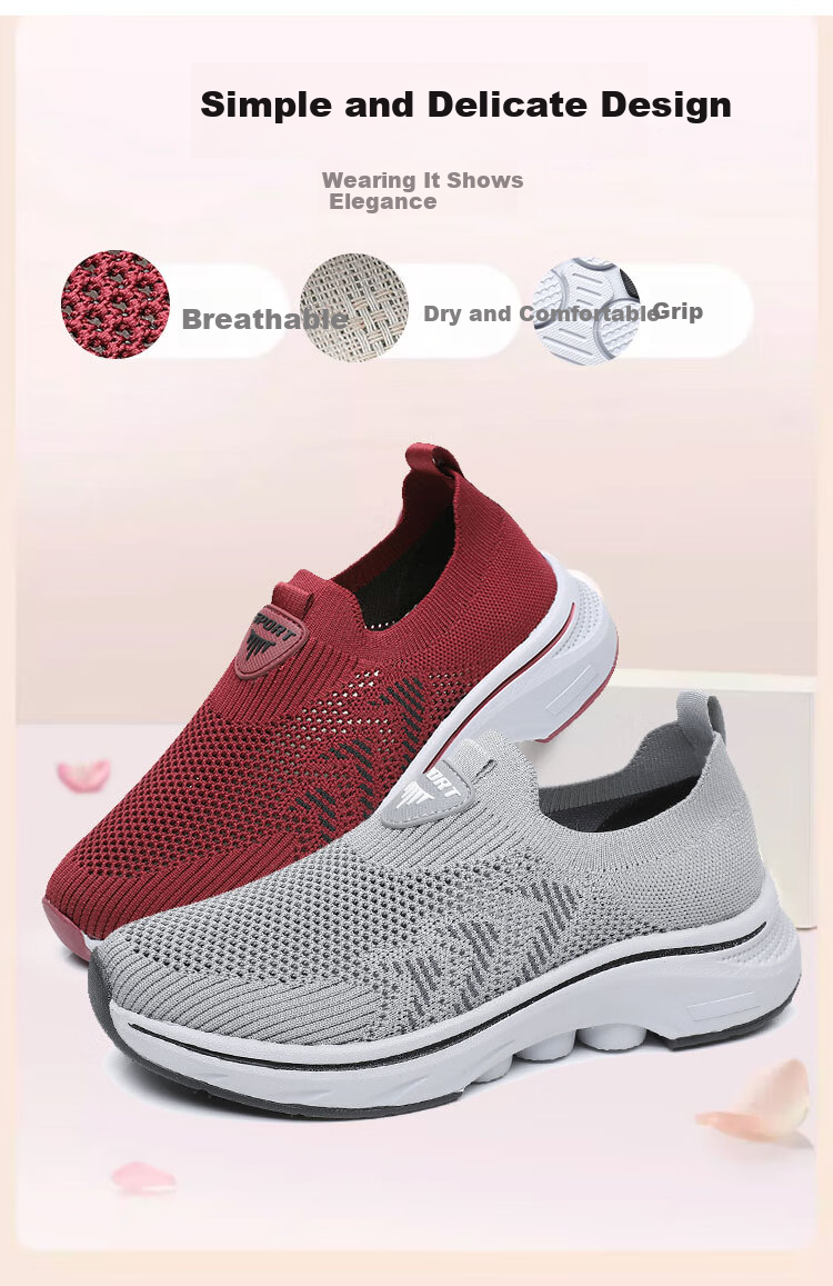 Anglerfish Old Beijing Cloth Shoes Women's Summer Breathable Mesh Slip-On Walking Shoes A6008 Gray Size 38 6