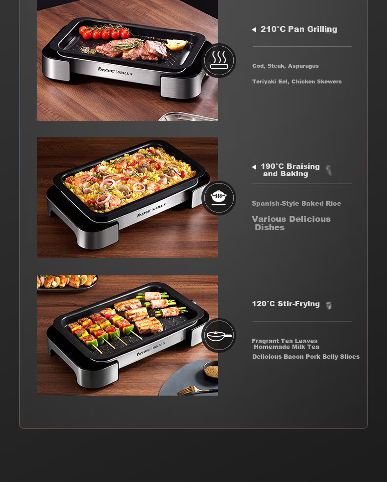 Fastee Electric BBQ Grill Pan Smokeless Home Electric Grill Non-stick Steak Pan Outdoor Fish Grill FST-53A 10