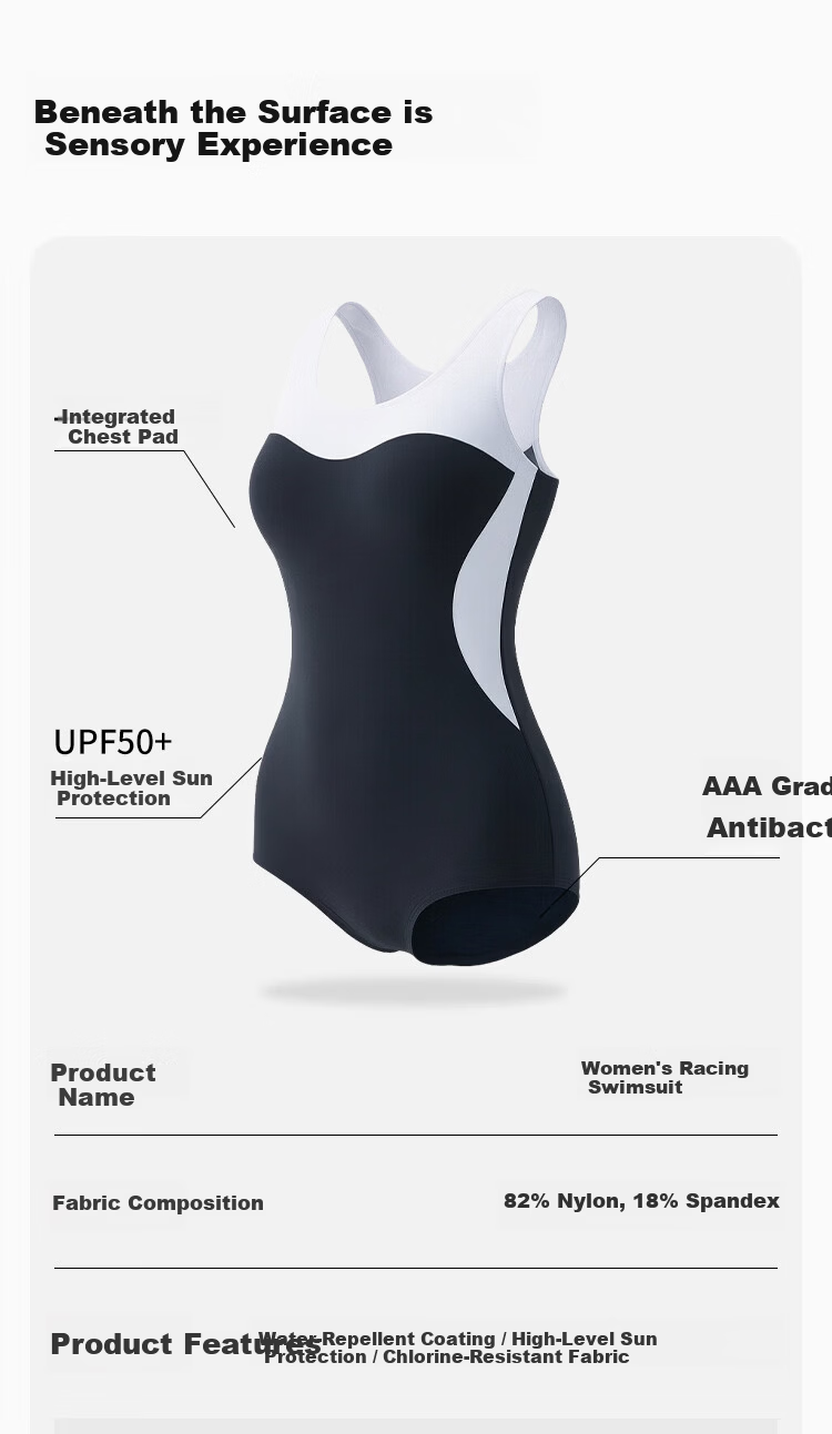 Anta Women's Racing Swimsuit 2026 New Professional Triangle Sports Training Swimsuit Lake Blue/Navy L 11