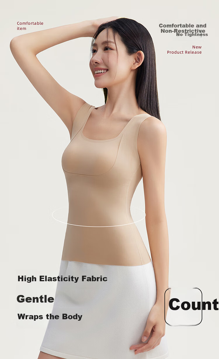 GRACEWELL Women's Thermal Vest with Chest Pad, Seamless Autumn Winter Slim Fit Lifting Base Layer Underwear 6