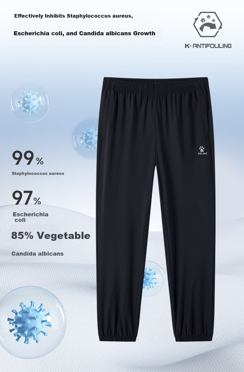 KELME Quick-Dry Sports Pants Summer Lightweight Breathable Antibacterial Jogger Woven Casual Trousers Midnight Blue 4XL 2