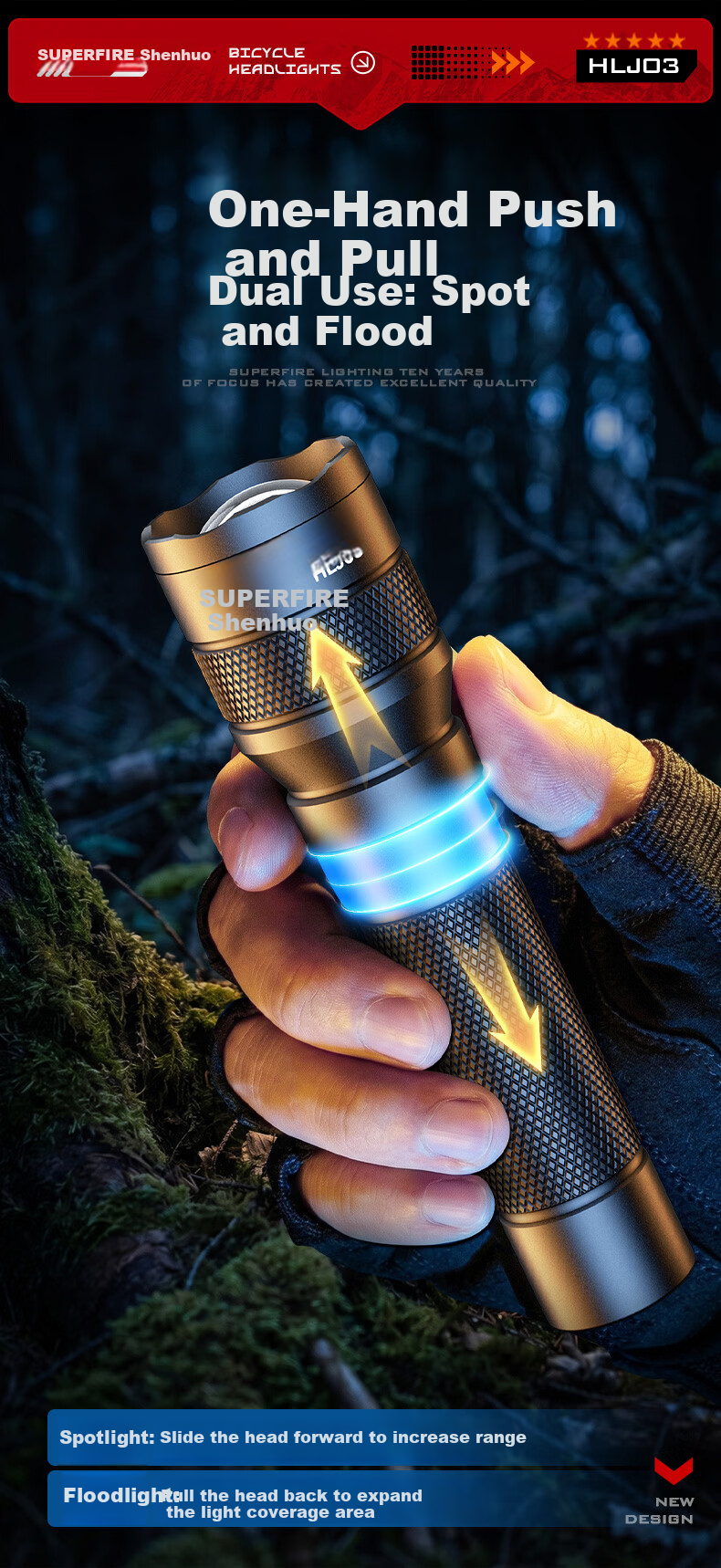 SupFire AJ01 Zoomable Flashlight, High Brightness, Long Battery Life, Compact Military-Style Portable, Home-Specific, Sky-Piercing Emergency Lighting 4