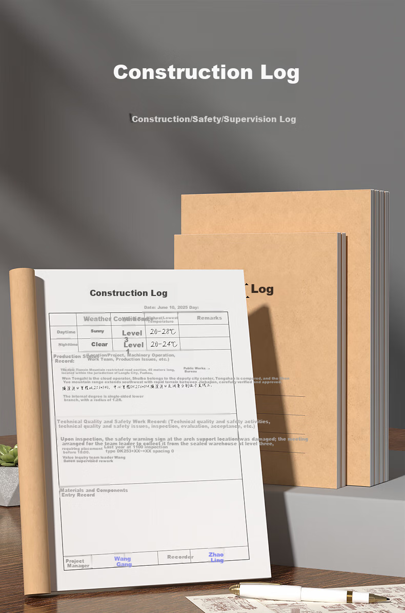 SIMAA 16k Construction Logbook Daily Record Notebook Building Site Engineering Work Safety Supervisor Progress Notes Supervision Safety Book Set of 10 1