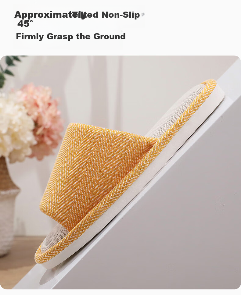GUOLUOFEI Home Slippers for Men, Summer Indoor Cloth Linen Couple's All-Season Spring Autumn Floor Shoes, Yellow, Size 40-41 5