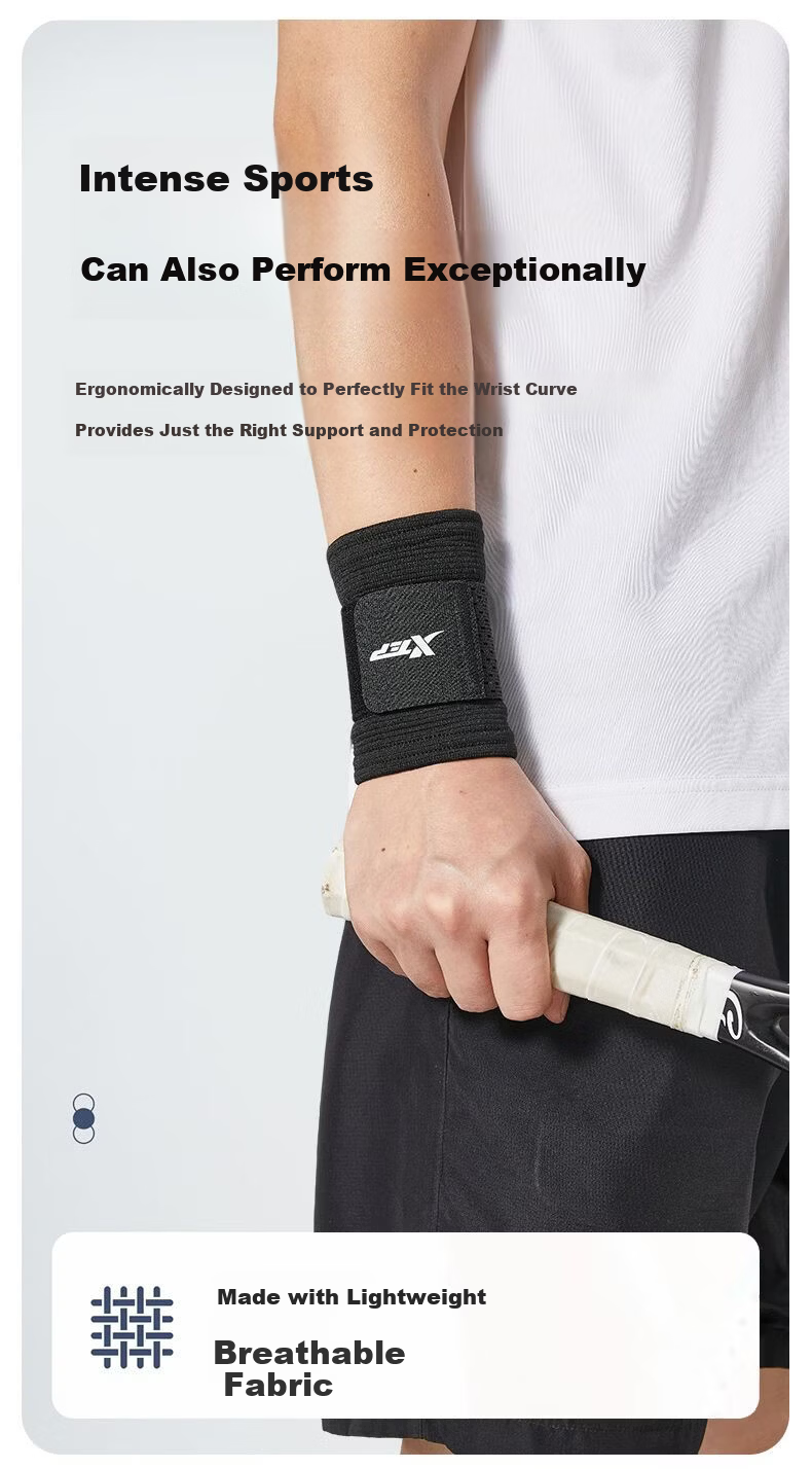 XTEP Wrist Support Fitness Bench Press Push-up Compression Wristband for Men Badminton Tendonitis Wrist Injury Brace 2 Pieces 4