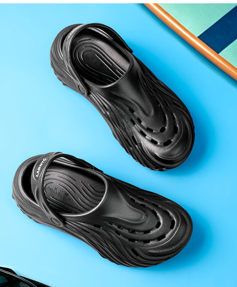 LAORENTOU Men's Summer Slip-Resistant Soft-Soled Clog Sandals LT352 Black Size 44-45 14