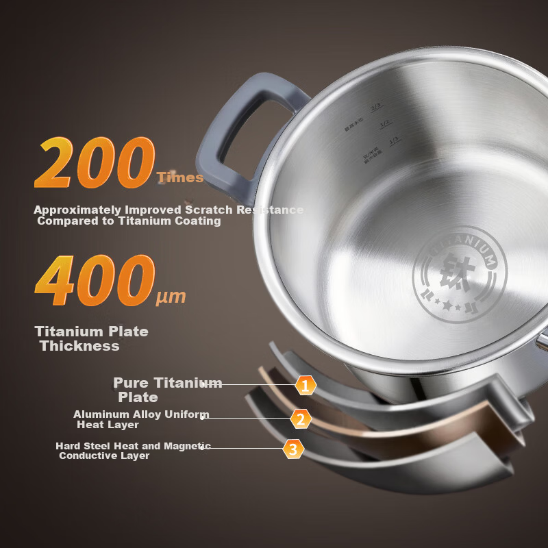 Amos Pure Titanium Pressure Cooker 5.5L Multi-Functional Stew Pot with One-Hand Open Close DS22