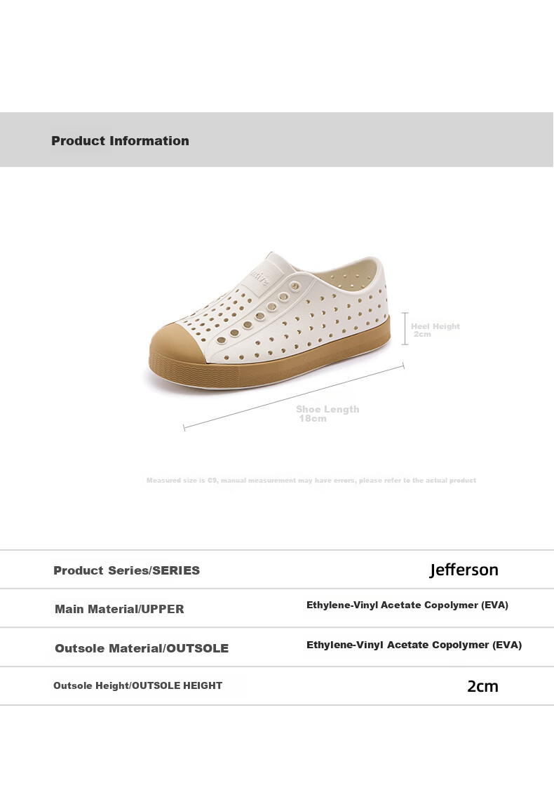 Native Kids Jefferson Summer Clogs Girls Sandals Boys Non-Slip White Size 30 8