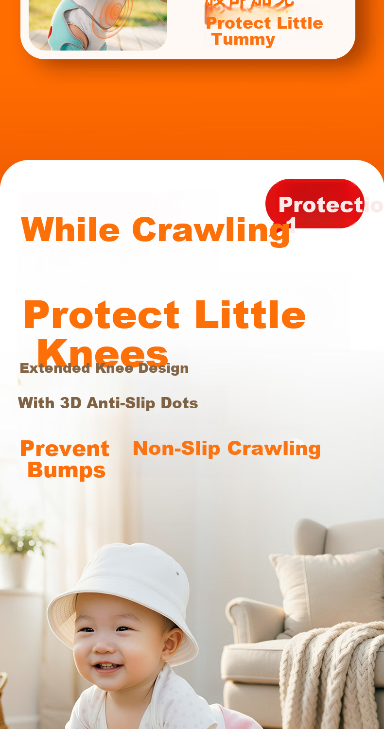 Kangshu Baby Crawling Suit Unisex Indoor Outdoor Anti-Dirt Knee Pads Belly Protection Diaper Cover Floor Cooling Isolation 11