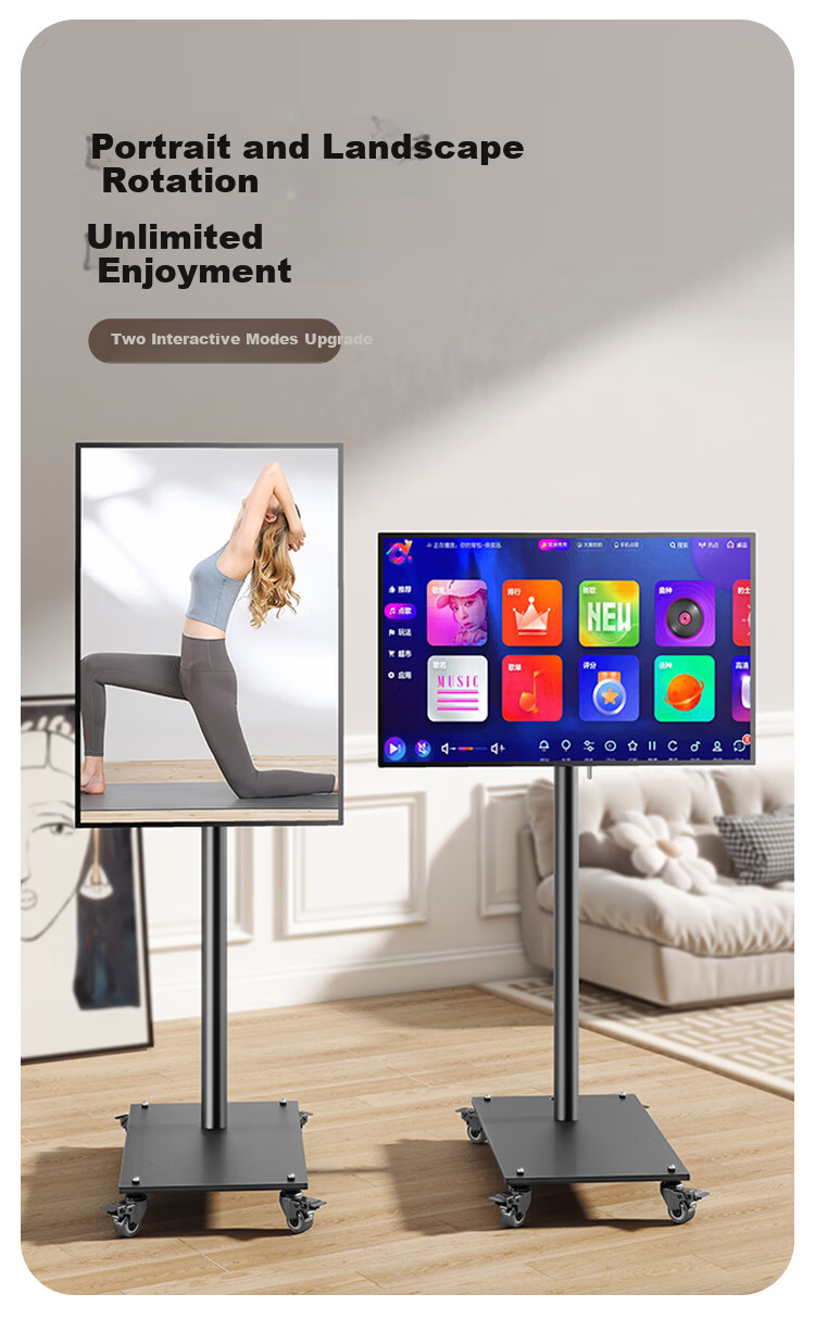 LUCKPRO Floor Mobile Monitor Stand Dual Screen Splicing Video Conference Smart Screen Cart Universal Floor Stand Mount for Office Teaching Exhibitions 3