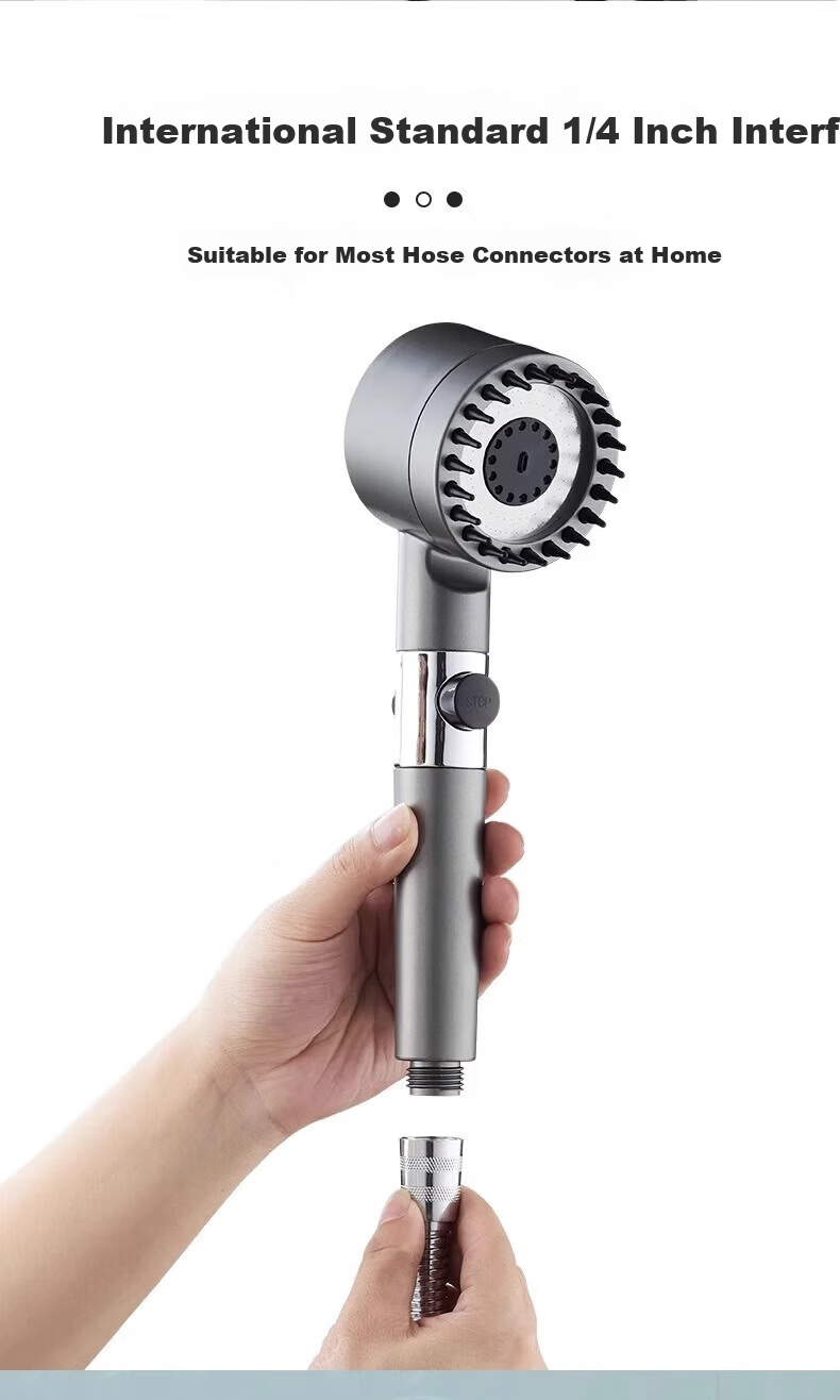 OPLSED [Germany] Gunmetal Gray Pressurized Shower Head High Pressure Shower Bathroom with Massage and Skin Care Filter OP-BXG006 8