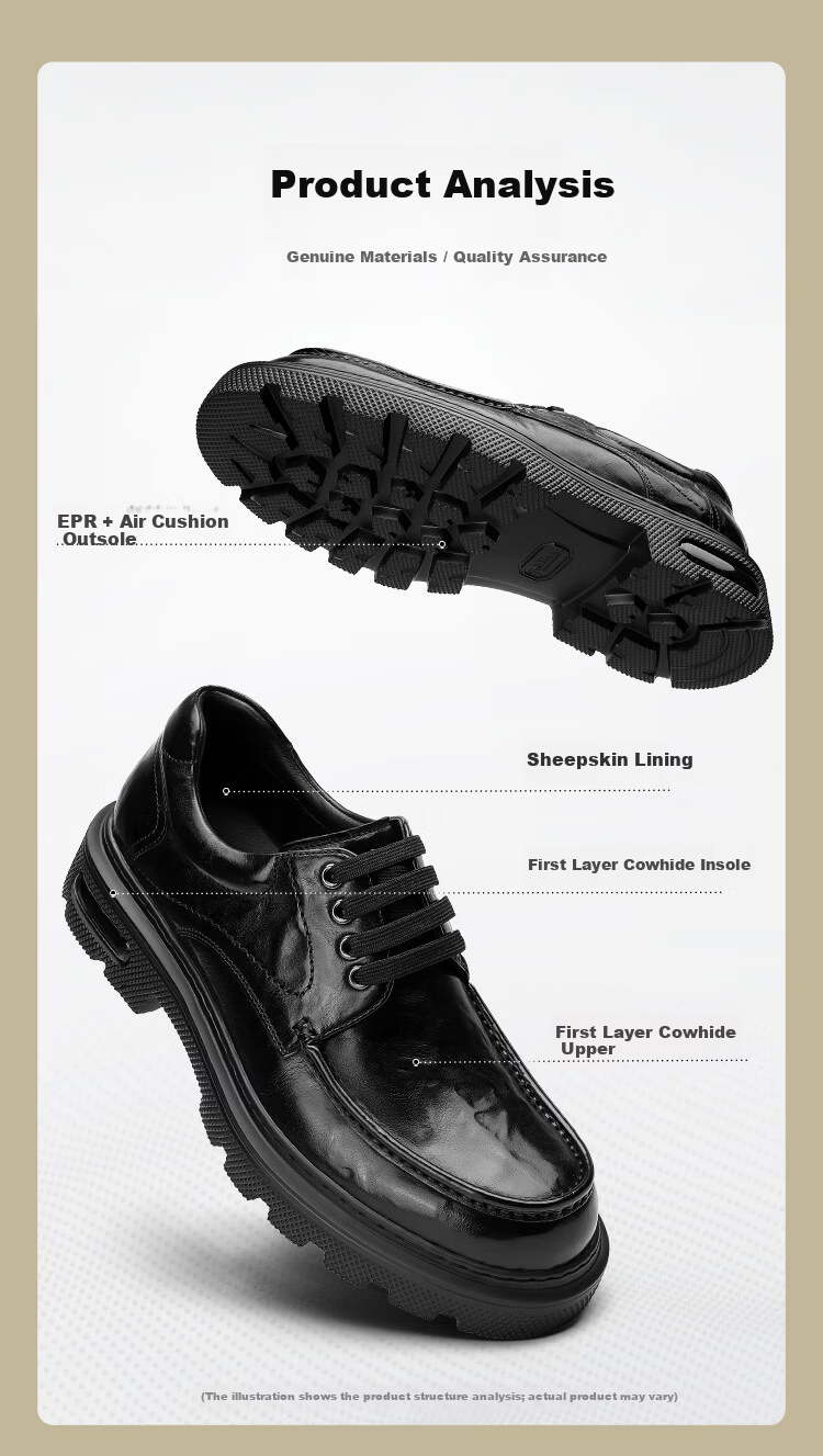 Goldlion Men's Business Dress Shoes Thick Sole Height Increasing Wedding Shoes G567530250AAA Black Size 44 [Spring Summer New] 4