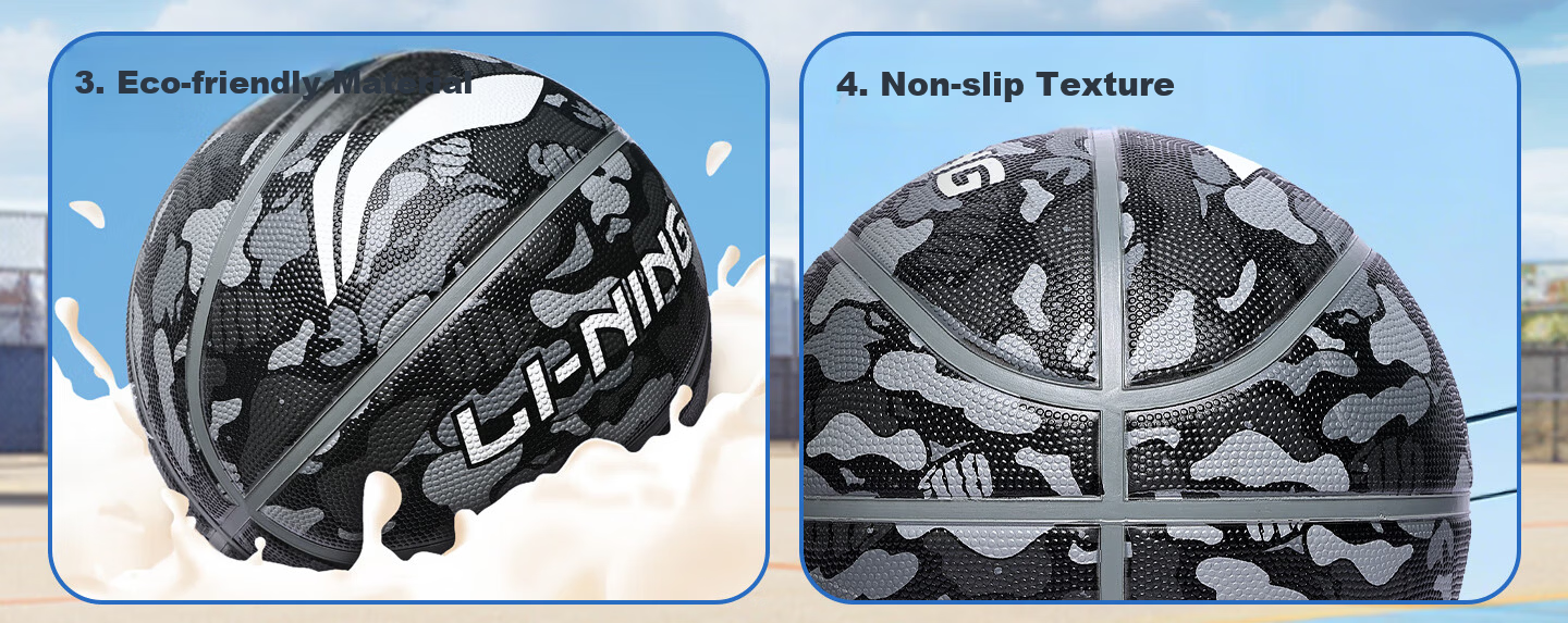 Li-Ning Basketball No.5 Children's Basketball for Ages 6-12, Primary School Training Basketball, Indoor and Outdoor Wear-Resistant Cement Court Basketball 9