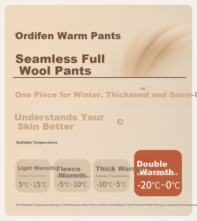 Ordifen 100% Wool Thermal Pants Women Winter Fleece Lined Thickened Knee and Waist Protection Cold Resistant Long Johns Purple XL 1