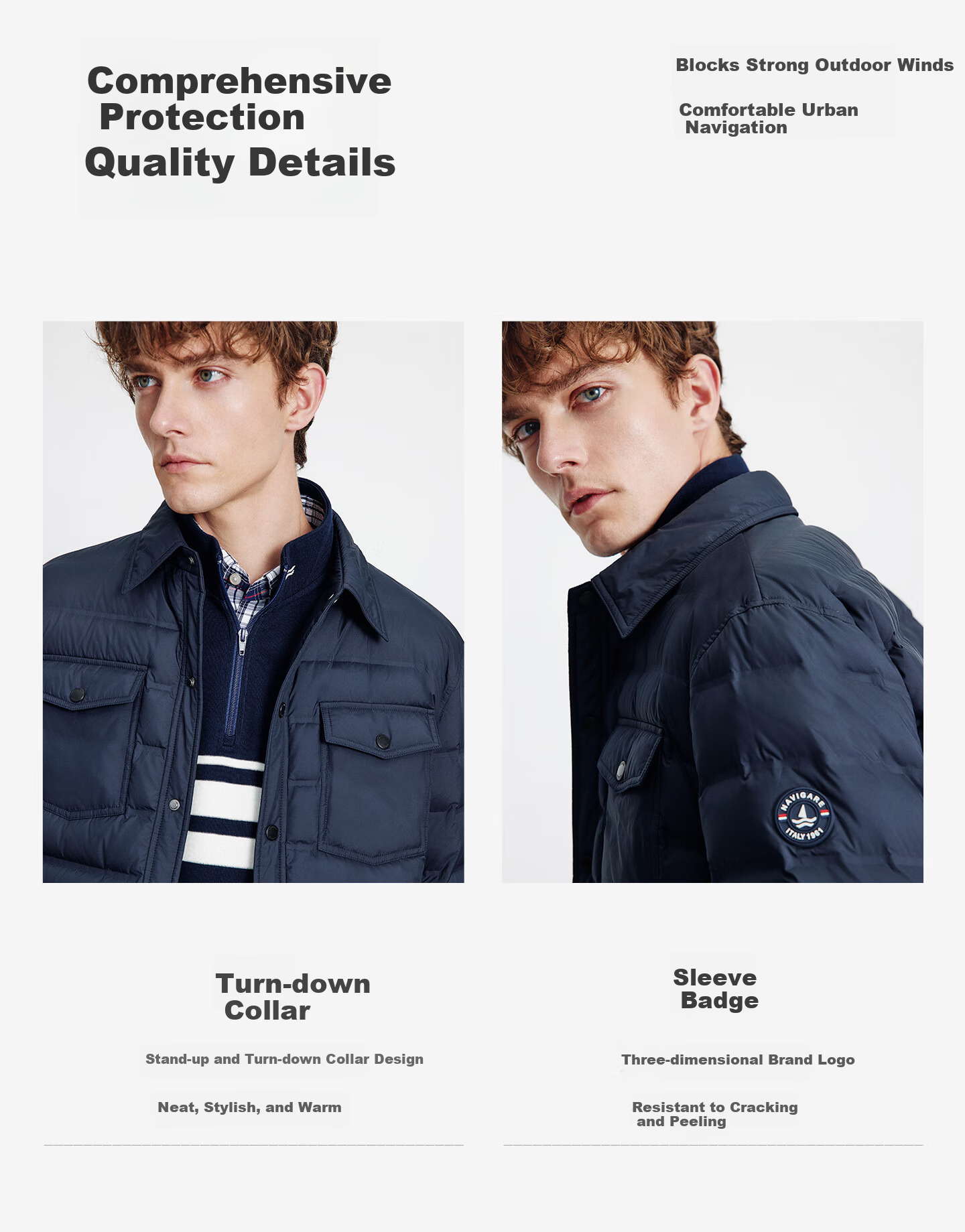 Navigare Italian Small Sailboat 25 New Classic Men's Down Jacket Lightweight Warm Goose Down Coat 1331605501 6