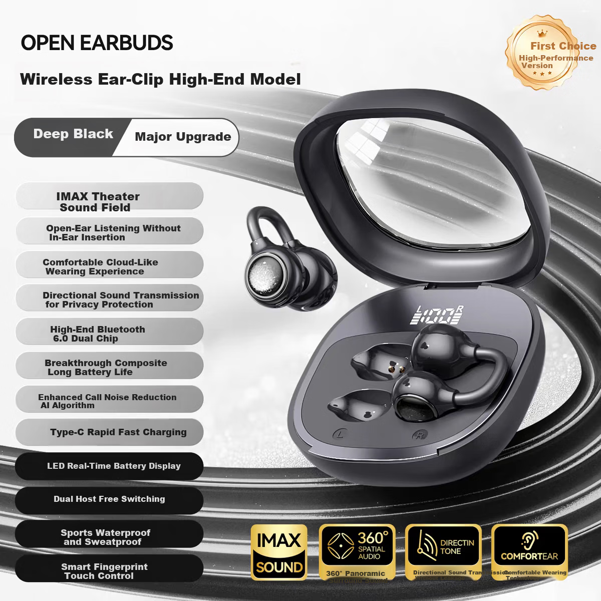 Chuangu 2026 Latest Berlin Sound Bone Conduction Bluetooth Earclip Wireless Open Sport Running Long Battery Life Non-In-Ear Comfortable Wear