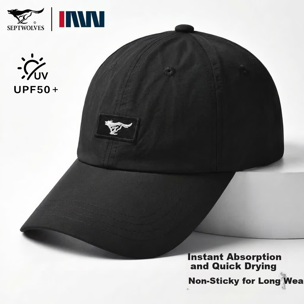 Seven Wolves Men's Baseball Cap Casual Versatile Sun Hat Quick-Dry Adjustable Large Size Breathable Duckbill Cap