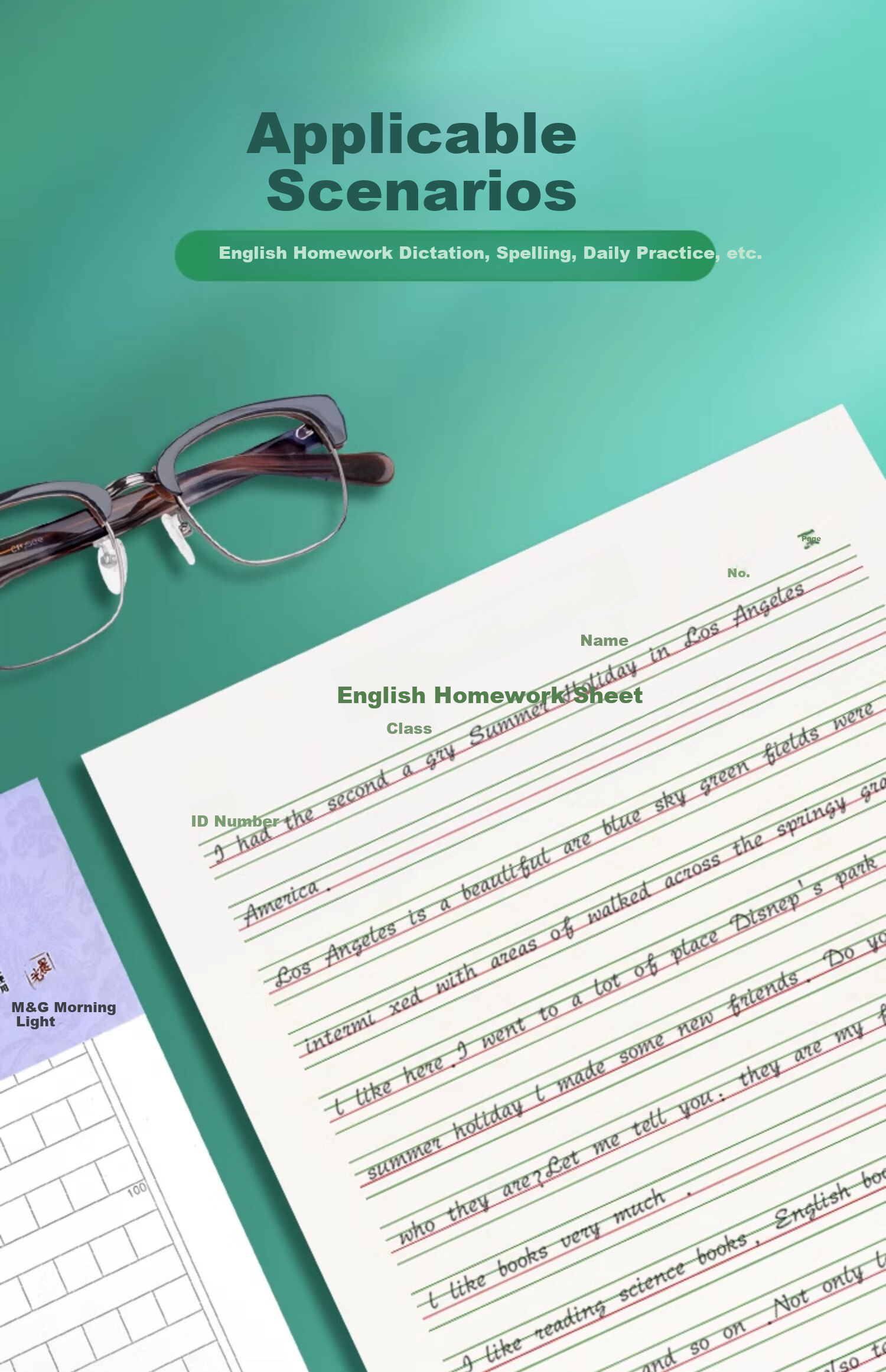 M&G Stationery 16K English Student Letter Paper Draft Paper Practice Notebook 3-Pack APYKFR89 High School Study Essential 16