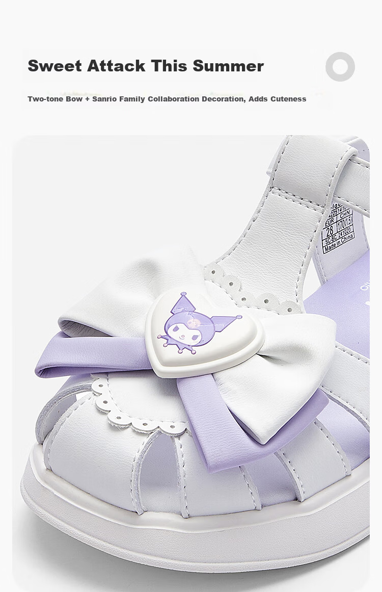Balabala Girls' Summer Sandals Bowknot Princess Shoes Kuromi IP Mall Edition 2