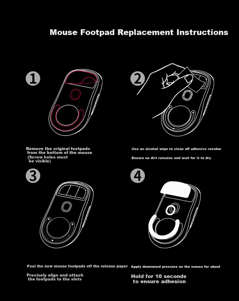 AKNK GPW Eagle Eye/GPW 3rd Gen/2nd Gen/GPW Snow Leopard Logitech Mouse Feet, GPW Glass Mouse Feet, Curved Edge Scratch-Resistant Durable GPW 2nd Gen [Black Print] 9