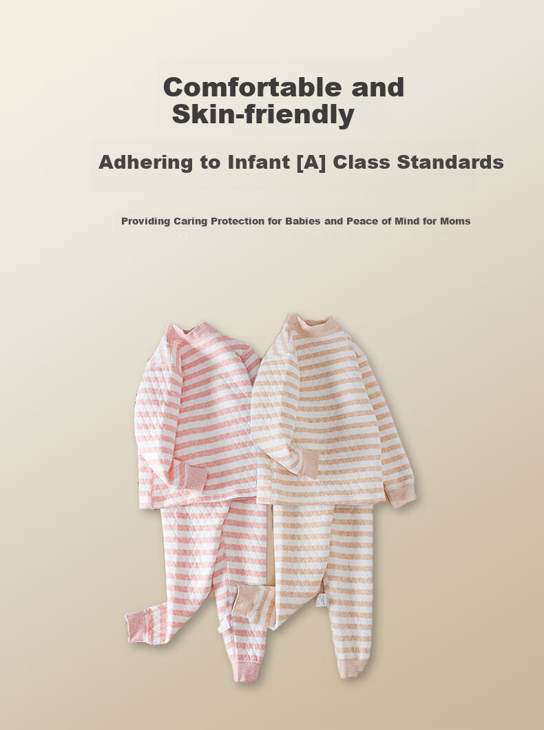 LangSha Kids Girls Cotton Thermal Underwear Set Three-Layer Thickened A-Class Cotton Mid-High Collar Warm Autumn Top and Bottom for Older Children 7
