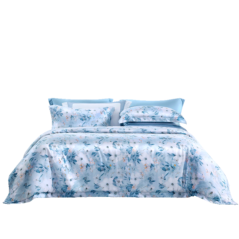 FUANNA Bedding Set of Four Pieces, 60s Lyocell Tencel Cool Touch Set for Summer, Double Size Bed Sheet And Duvet Cover, Lanxi 230*229cm