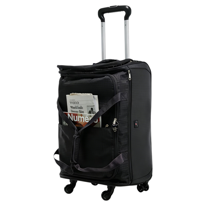 LUCKY CLUB Trolley Bag Travel Bag Oxford Cloth Handheld Canvas Short-Distance Carry-On Luggage Bag, 20-Inch Steady Black with Universal Wheels
