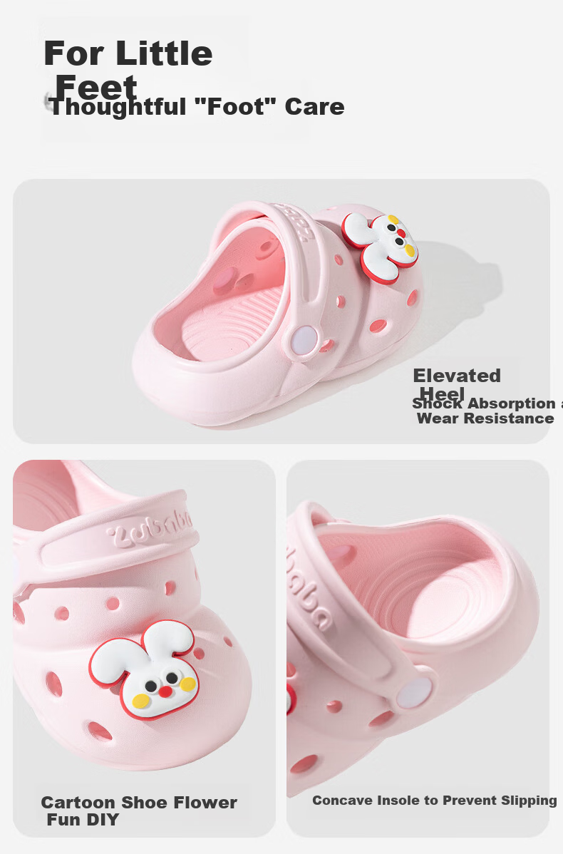 Pig Daddy Children's Slippers 1-3 Years Old Boys Summer Indoor Non-Slip Baby Girls Toddler Clog Shoes Blue Size 18 8