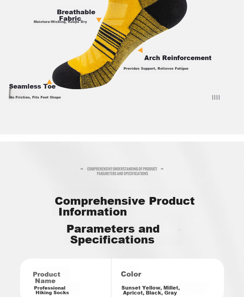 Riels Merino Wool Socks Unisex High Tube Marathon Hiking Running Thick Terry Anti-Odor Breathable Sports Socks 10